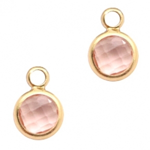 DQ pendant crystal glass vintage pink gold